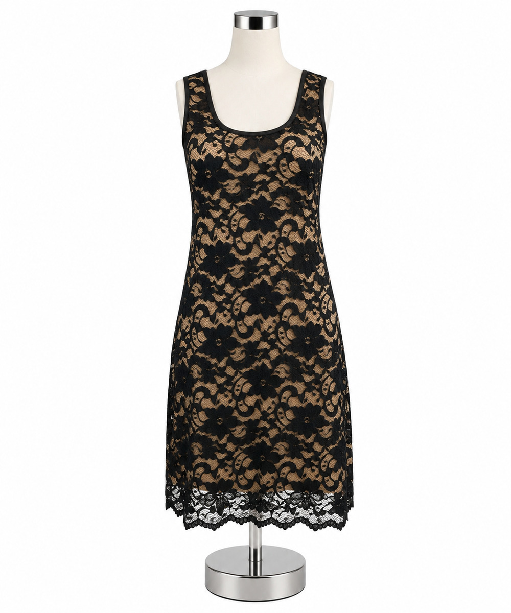 Karen Kane Kate Black & Tan Floral Lace Sheath Dress NWT Size Small